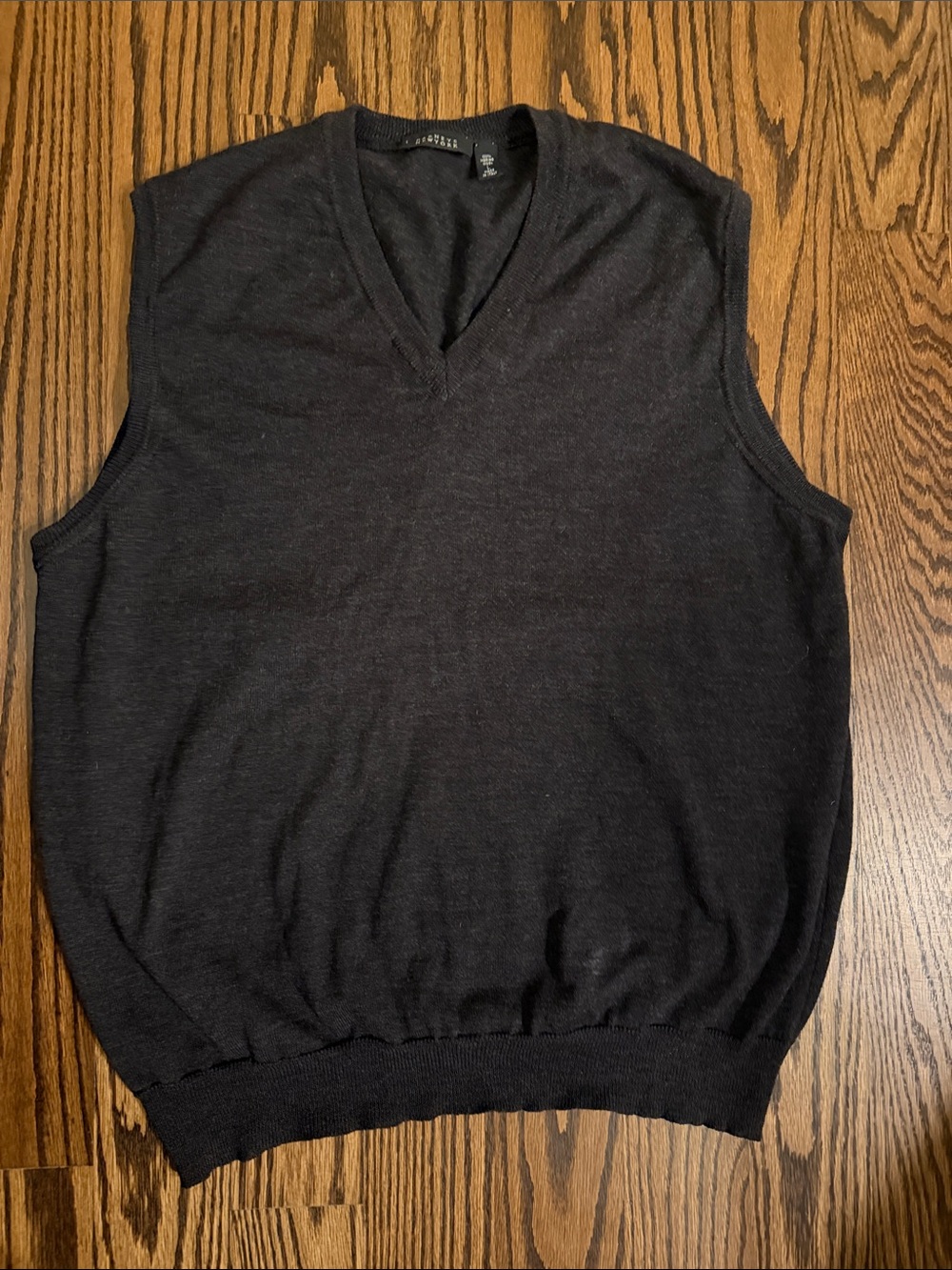 Barneys New York Charcoal V-Neck Sweater Vest